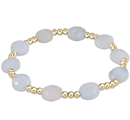 eNewton Admire Gold 3mm Bead Bracelet | Aquamarine