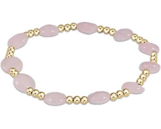 Admire Gold 3mm Bead Bracelet - Rose Quartz
