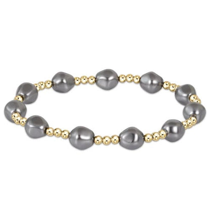 eNewton Admire Gold 3mm Bead Bracelet | Pearl Dark Grey