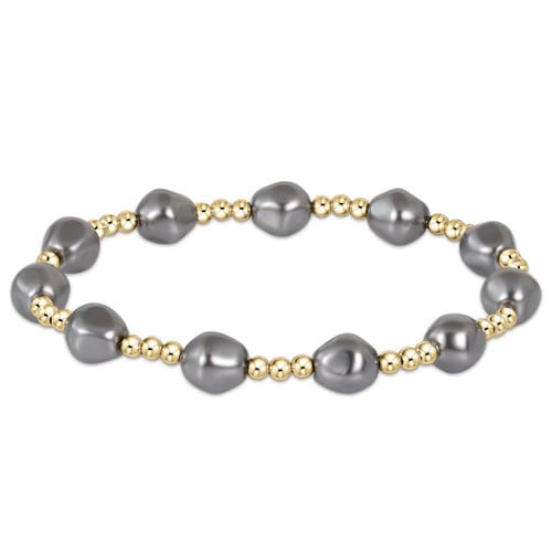 eNewton Admire Gold 3mm Bead Bracelet | Pearl Dark Grey