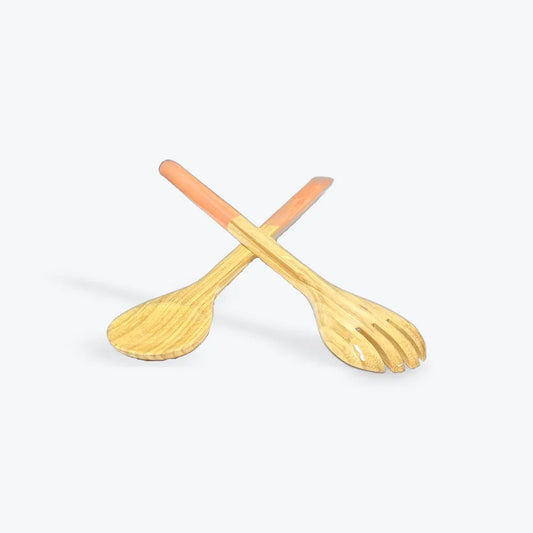 Bamboo Classic Salad Server Set | 14.7in  Apricot