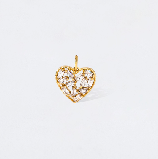 Baguette Crystal Heart Charm Pendant