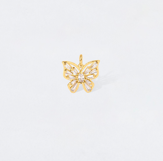 Cut Out Baguette Crystal Butterfly Charm Pendant