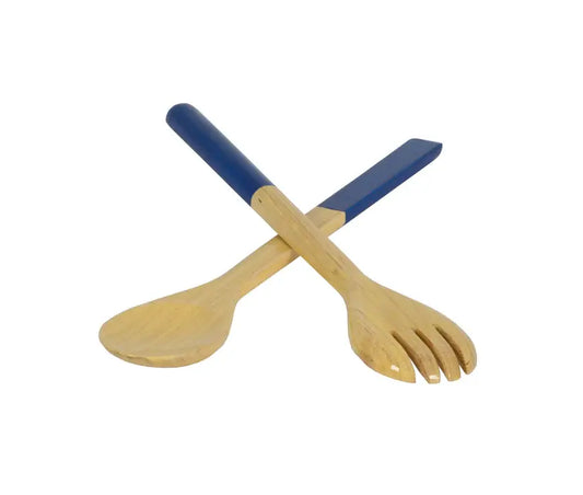 Bamboo Classic Salad Server Set | 14.6in Blue