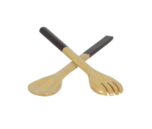 Bamboo Classic Salad Server Set | 14.6in Brown