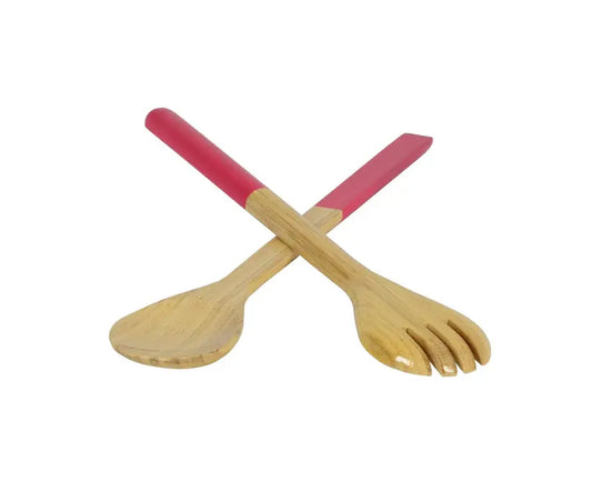 Bamboo Classic Salad Server Set | 14.6in Fuchsia