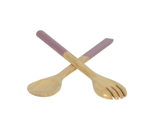 Bamboo Classic Salad Server Set | 14.7in  Mauve