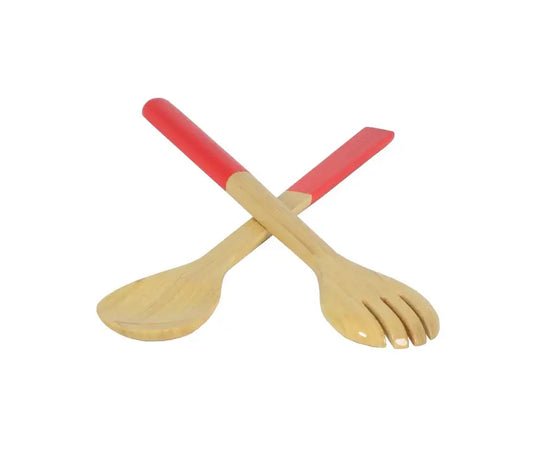 Bamboo Classic Salad Server Set | 14.7in  Orange