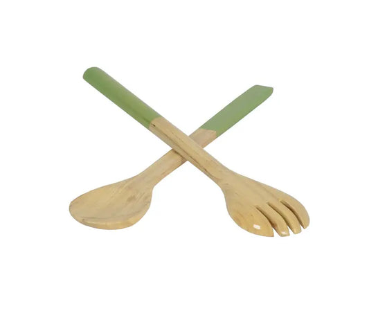 Bamboo Classic Salad Server Set | 14.7in  Pastel Green