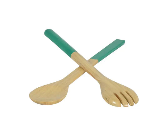 Bamboo Classic Salad Server Set | 14.6in Turquoise