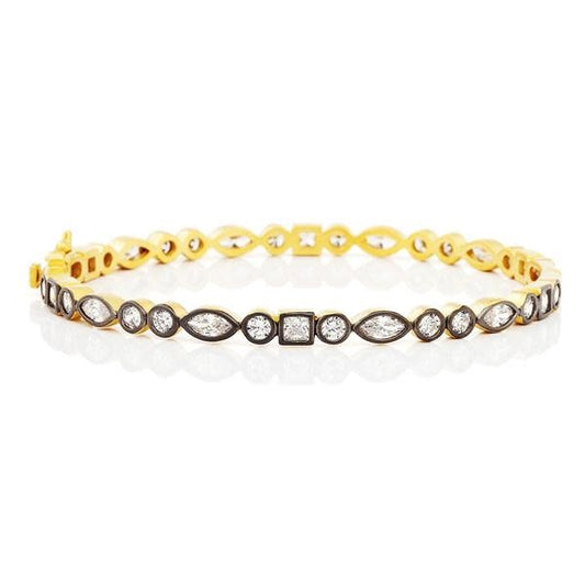 Signature Mixed Shaped Bangle Gold