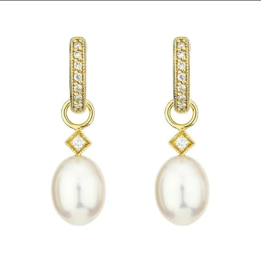 White Pearl Briolette Earring Charms | YG