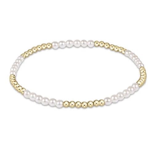 eNewton Classic Blissful Pearl + Gold Bead Bracelet | 2.5mm + 3mm