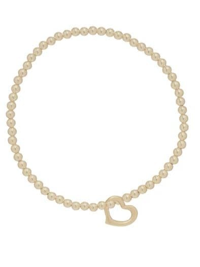 Love Open Heart Charm Classic Gold Bead Bracelet | 2.5mm