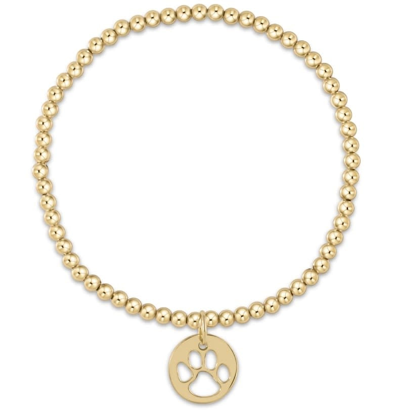 Classic Gold 3mm Bead Bracelet Paw Print