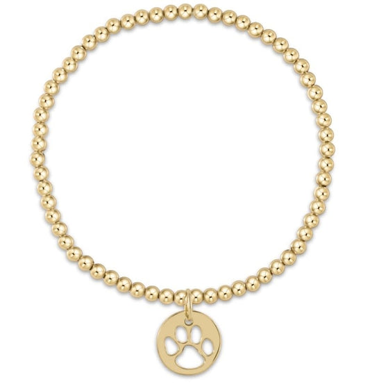 Classic Gold 3mm Bead Bracelet Paw Print