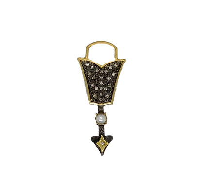 Necklace Pave Arrow Charm 27mm CHP Dia  Pearl
