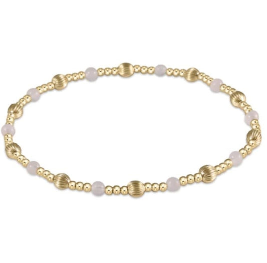 Dignity Sincerity Pattern 4mm Bead Bracelet Rose Quart