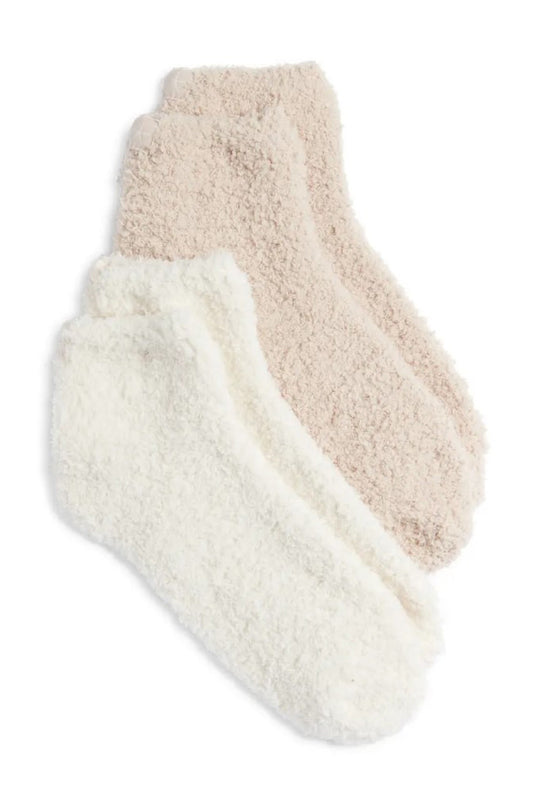 Cozychic 2 Pack Crew Sock Set Cream-Sand Dollar