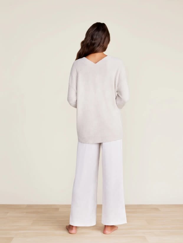 Cozychic Lite V Neck Seamed Pullover | Stone M