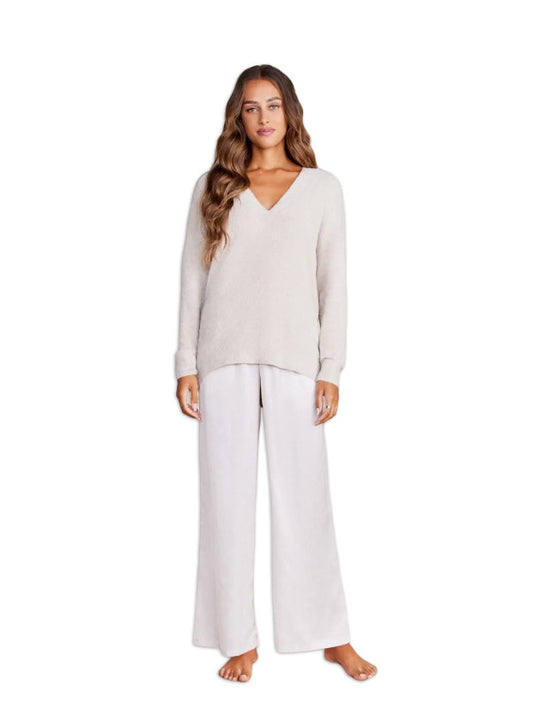 Cozychic Lite V Neck Seamed Pullover | Stone  S