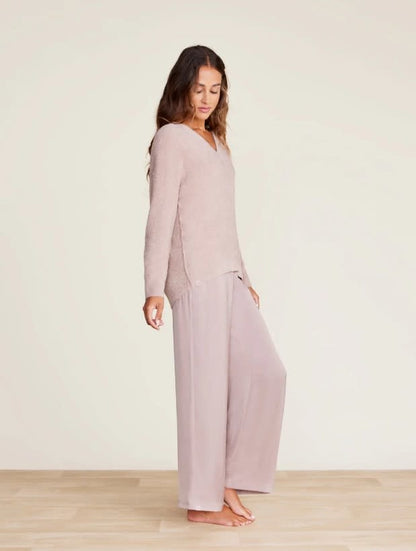 Cozychic Lite V Neck Seamed Pullover | Pink Clay L
