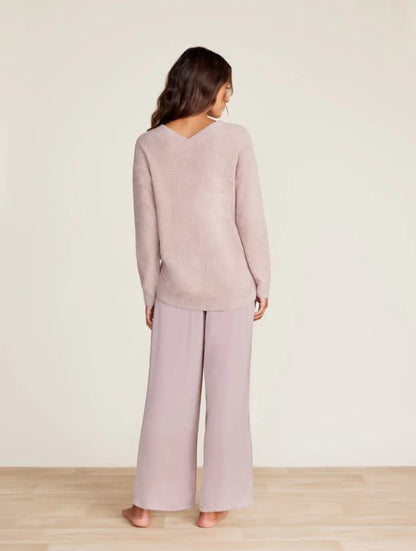 Cozychic Lite V Neck Seamed Pullover | Pink Clay S