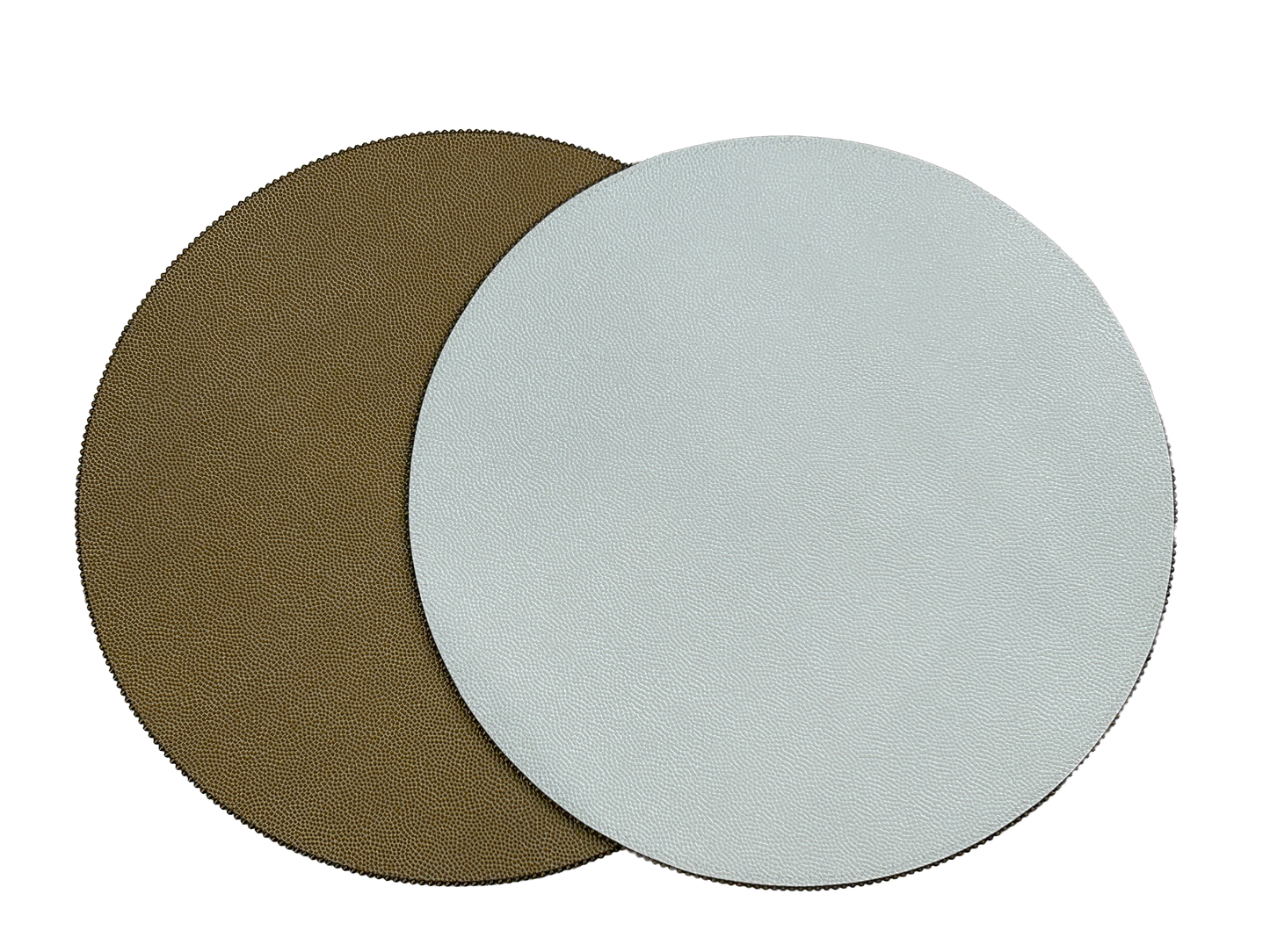 Beaded Round Reversible Placemats | 16in White + Brown Set of 4