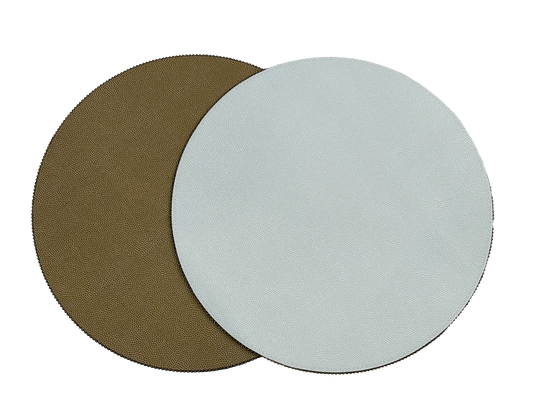 Beaded Round Reversible Placemats | 16in White + Brown Set of 4