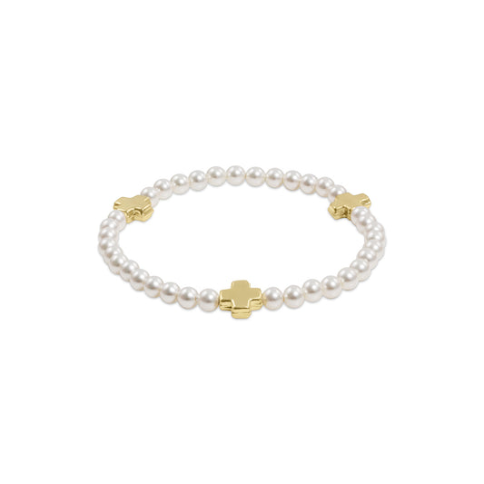 eNewton Extends  Classic Pearl + Signature Cross 4mm Bead Bracelet