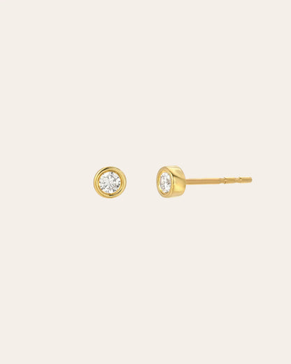 14K Gold Bezel Stud Earrings