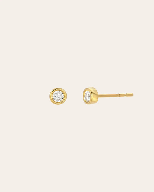 14K Gold Bezel Stud Earrings