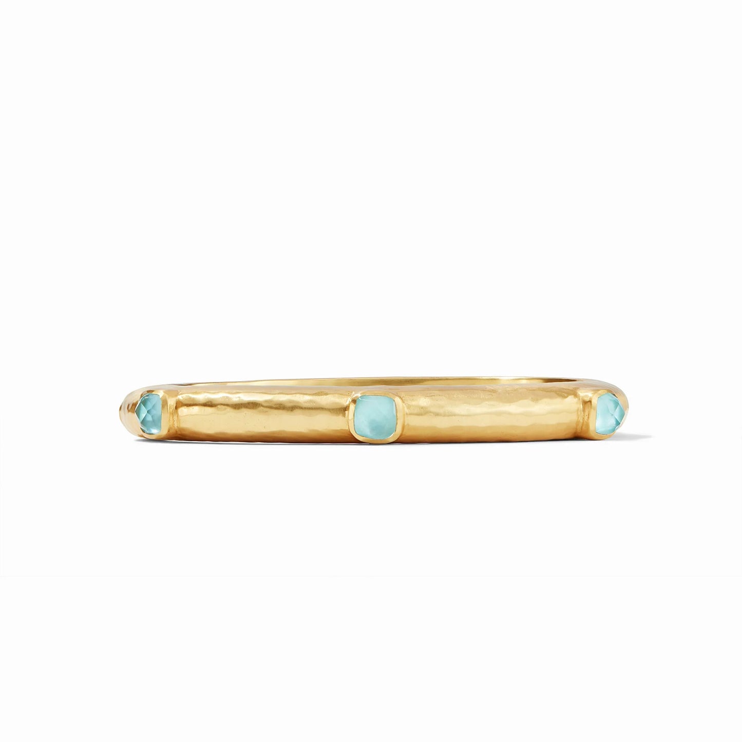 Catalina Hinge Gold Bangle Bracelet | Iridescent Bahamian Blue