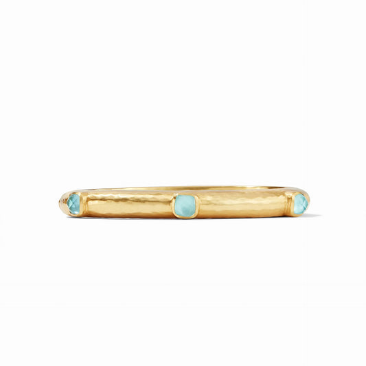 Catalina Hinge Gold Bangle Bracelet | Iridescent Bahamian Blue