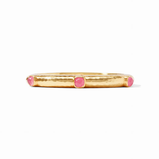 Catalina Hinge Gold Bangle Bracelet | Iridescent Pink Peony