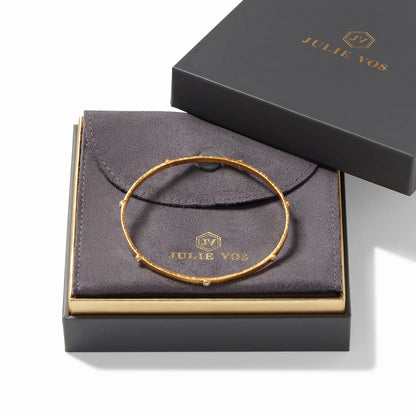 Crescent Gold Bangle Bracelet | Cubic Zirconia Medium