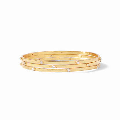 Crescent Gold Bangle Bracelet | Cubic Zirconia Medium