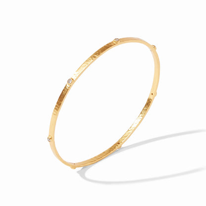 Crescent Gold Bangle Bracelet | Cubic Zirconia Medium