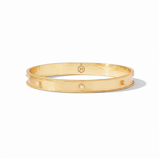 Savoy Gold Bangle Bracelet | Pearl Medium