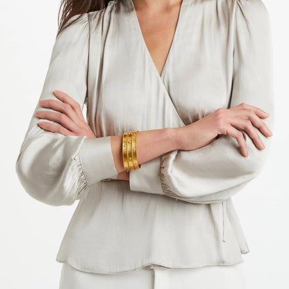Savoy Gold Bangle Bracelet | Pearl Medium