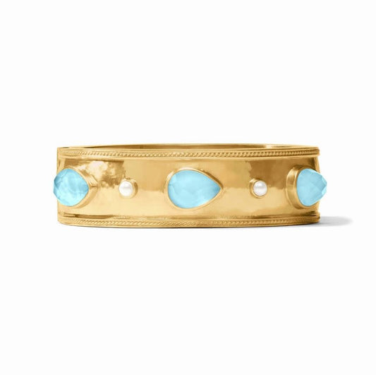 Cannes Statement Hinge Bangle-Iridescent Capri Blue-OS