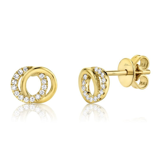 0.09Ct 14K YG Diamond Love Knot Circle Earring
