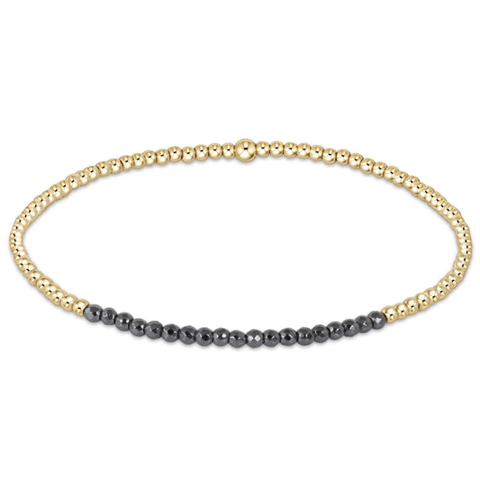 eNewton Gold Bliss 2mm Bead Bracelet | Faceted Hematite