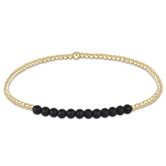 Gold Bliss 2mm Bead Bracelet | Matte Onyx