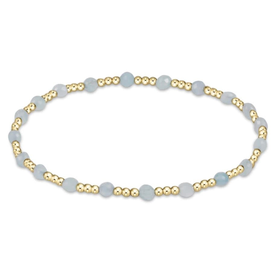 eNewton Gemstone Gold Sincerity 3mm Bead Bracelet | Aquamarine