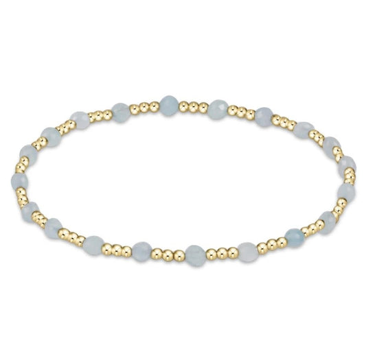 eNewton Gemstone Gold Sincerity 3mm Bead Bracelet | Aquamarine