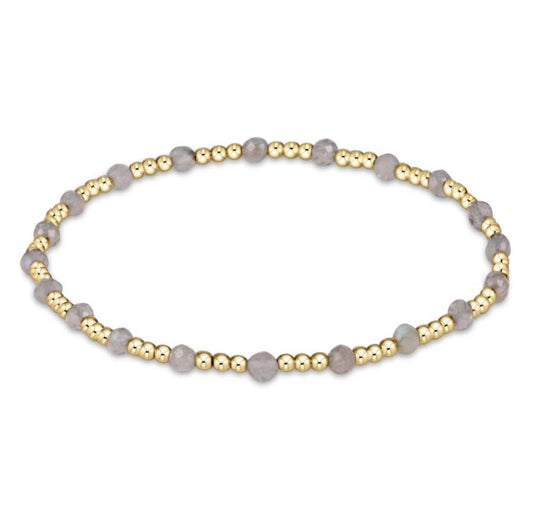 eNewton Gemstone Gold Sincerity 3mm Bead Bracelet | Labradorite