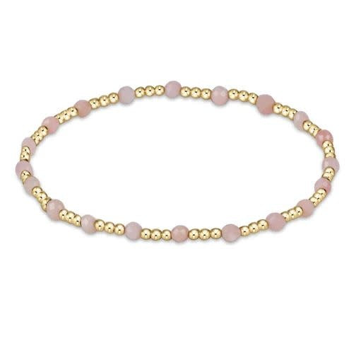 eNewton Gemstone Gold Sincerity 3mm Bead Bracelet | Pink Opal