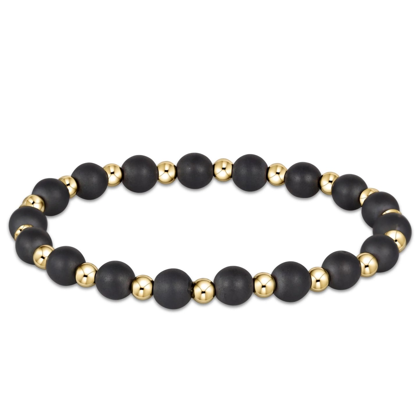 Grateful Pattern 6mm Bead Bracelet Hematite