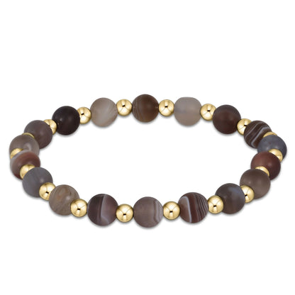 Grateful Pattern 6mm Bead Bracelet Matte Botswana Agate